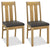 Tuscany Light Oak Slatted Chair Brown Bonded Leather (Pair)