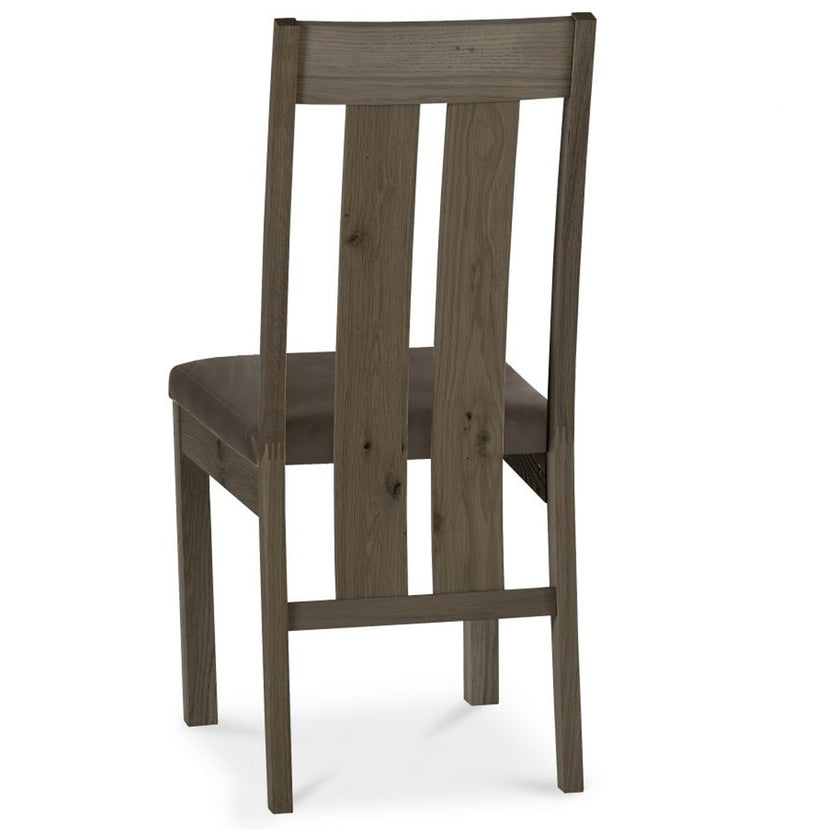 Tuscany Dark Oak Slatted Chair Brown Leather (Pair)