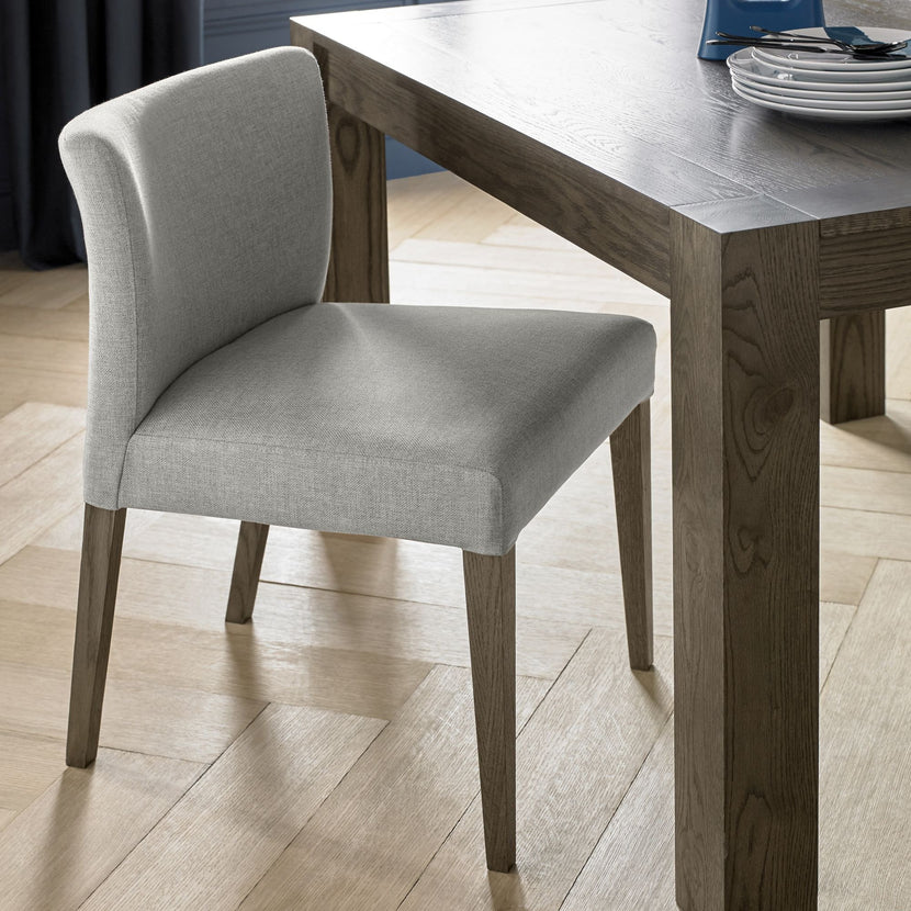 Tuscany Dark Oak Low Back Chair Pebble Grey (Pair)