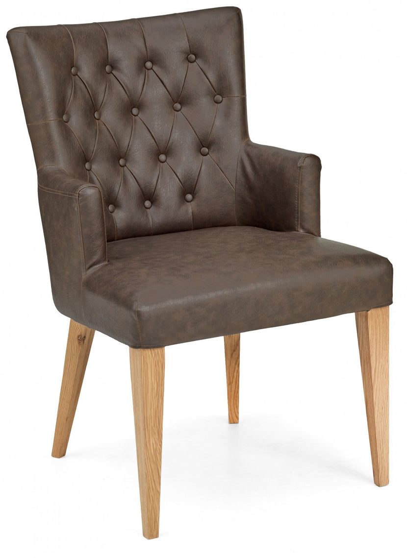High Park Upholstered Arm Chair (Distressed Bonded Leather) (Pair)