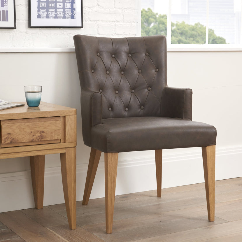High Park Upholstered Arm Chair (Distressed Bonded Leather) (Pair)