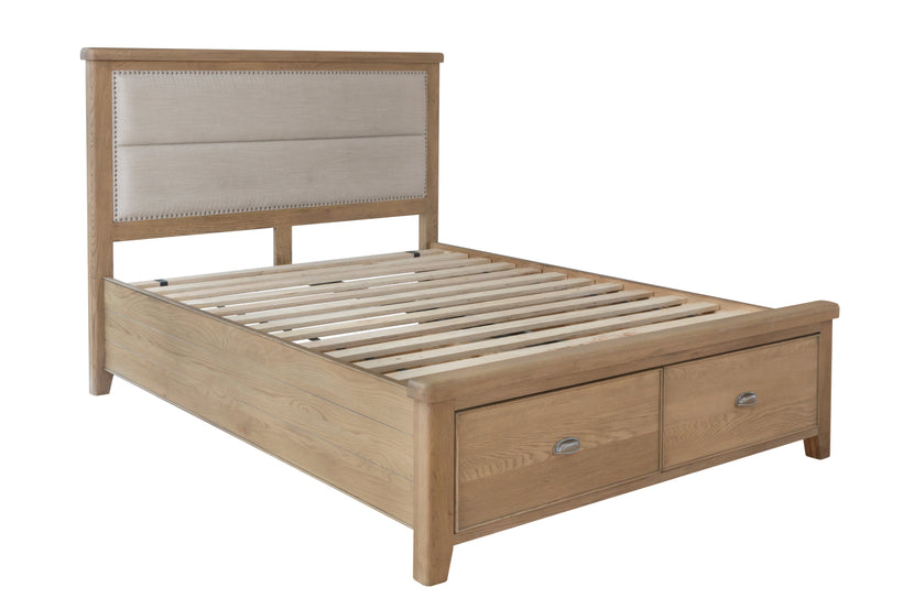 Horus Bed with Fabric Headboard and Drawer Footboard Set