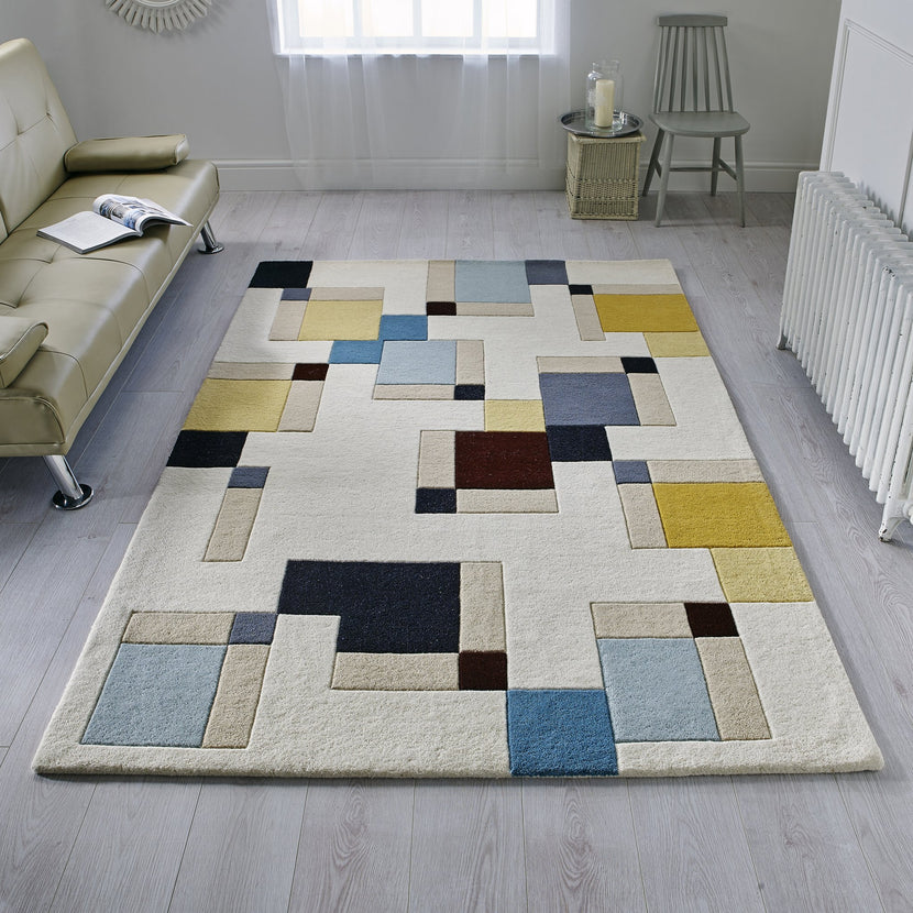 Keymsam Abstract Blocks (Blue/Ochre)