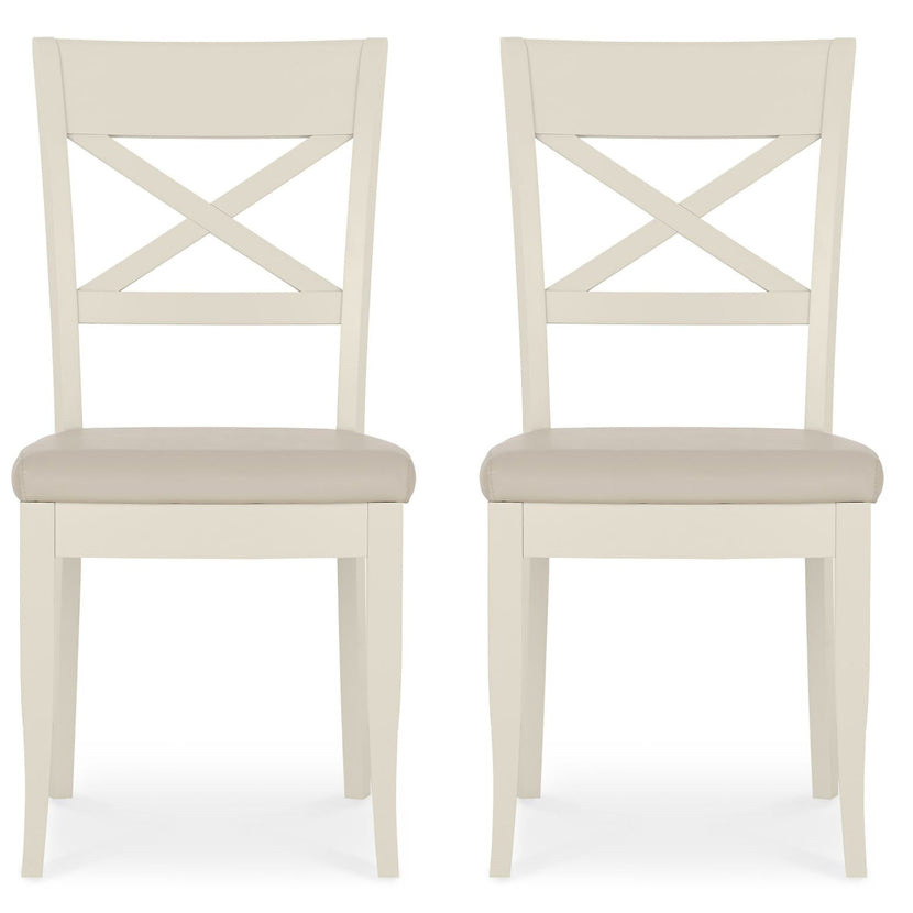 Marseilles X Back Chair Ivory Bonded Leather (Pair)
