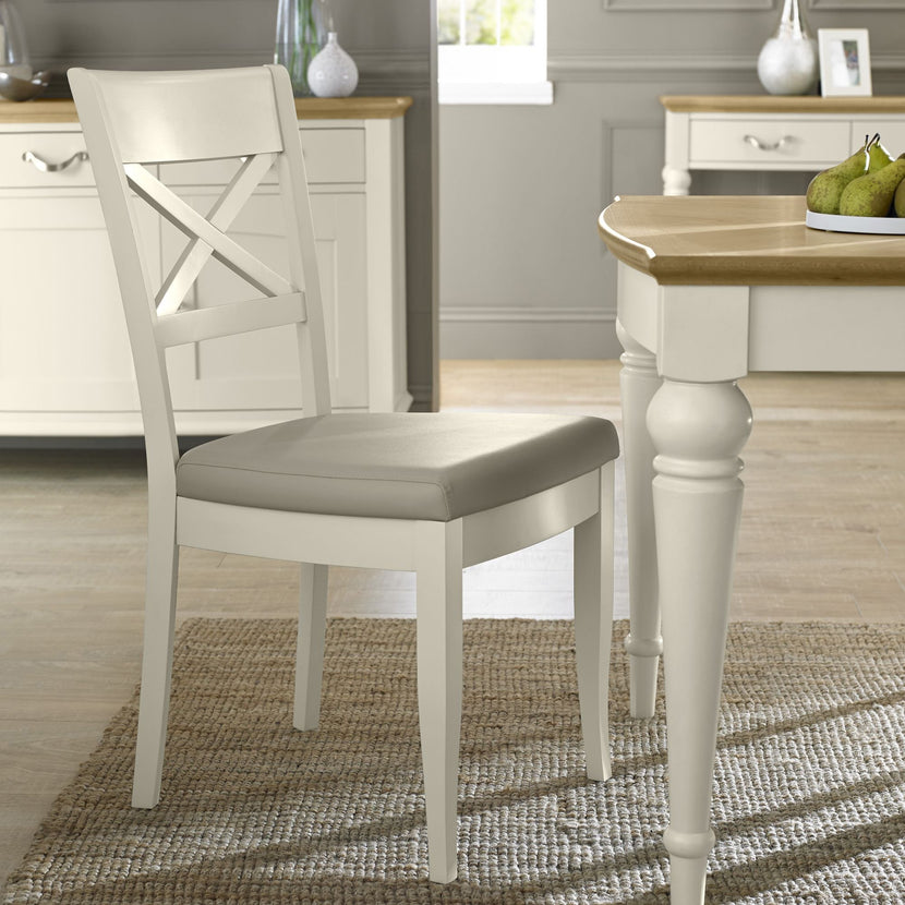 Marseilles X Back Chair Ivory Bonded Leather (Pair)