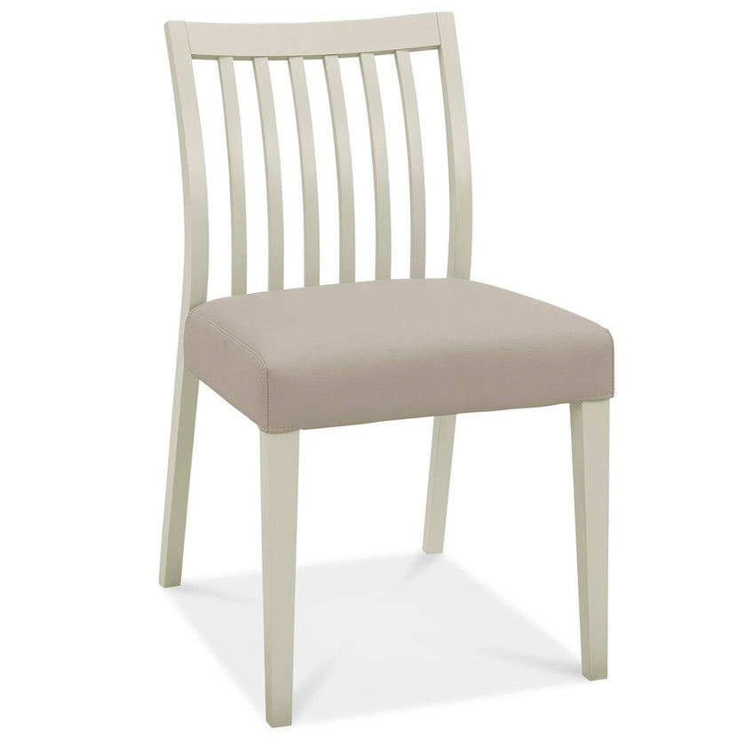 Boden Low Slatted Back Chair Grey Bonded Leather (Pair)