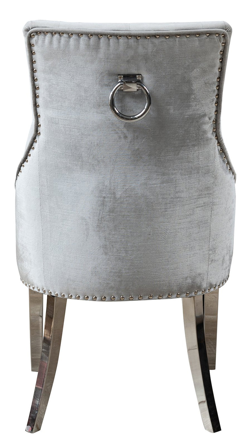 Belvedere Knockerback Dining Chair Pewter (PAIR)