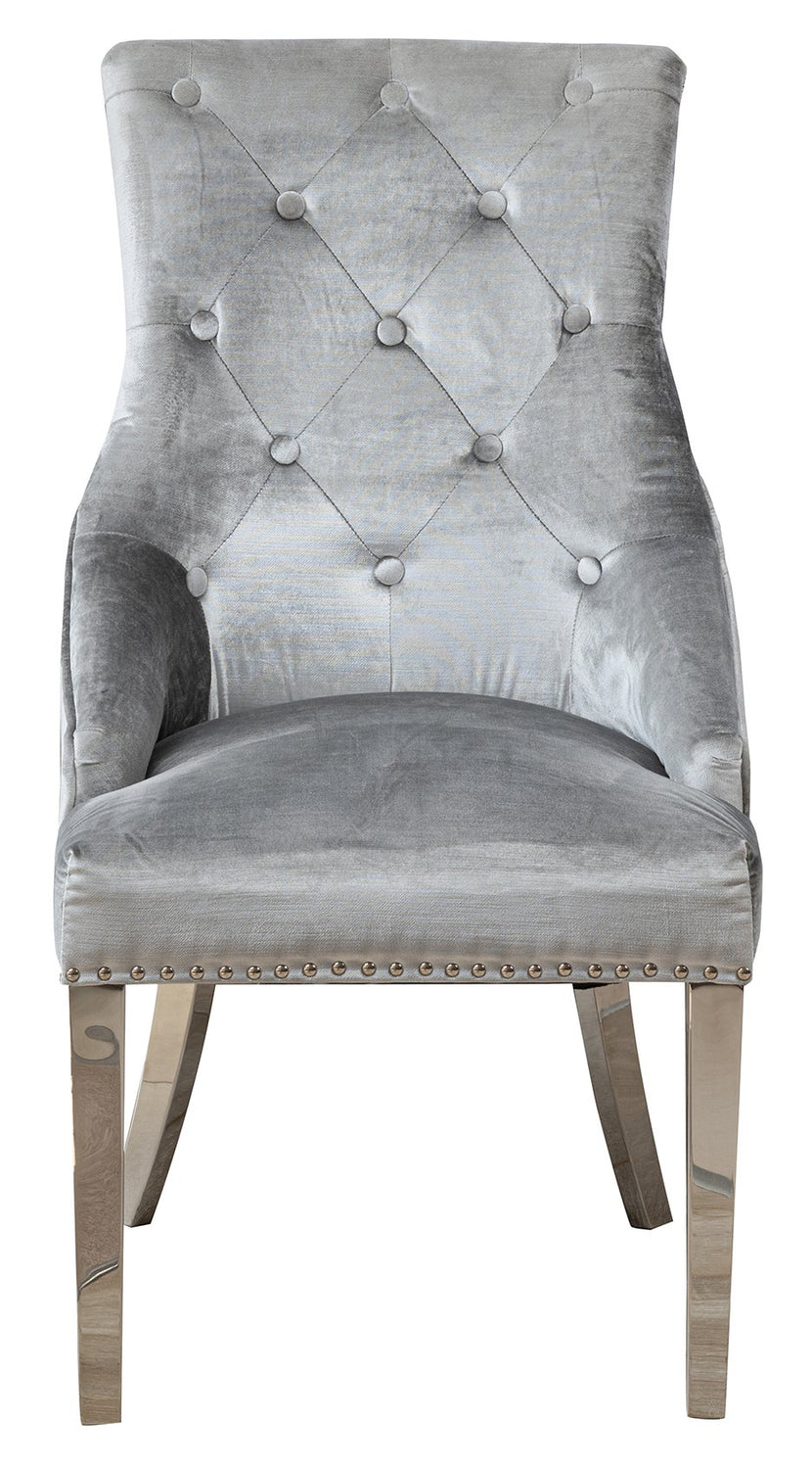 Belvedere Knockerback Dining Chair Pewter (PAIR)