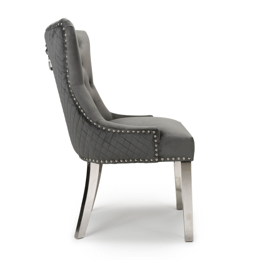 Coco Dining Chair Brushed Grey Velvet (Pair)