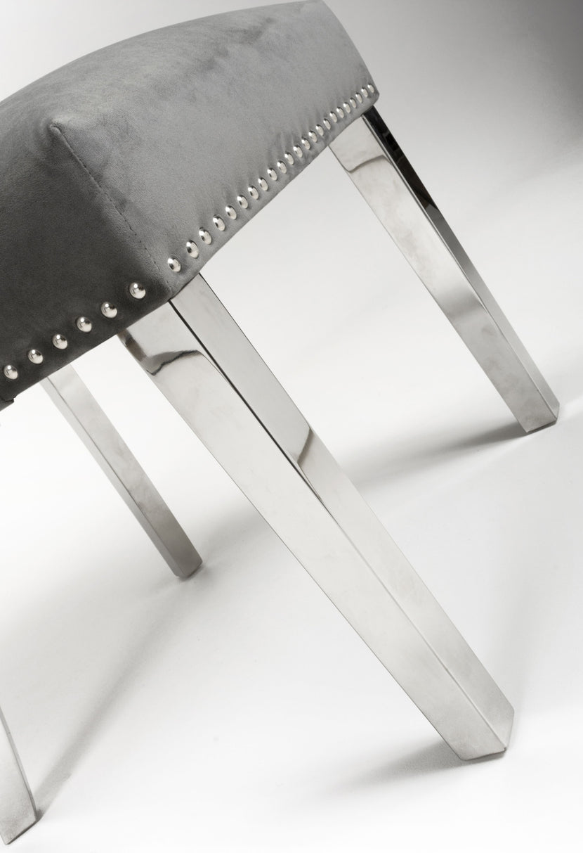 Coco Dining Chair Brushed Grey Velvet (Pair)