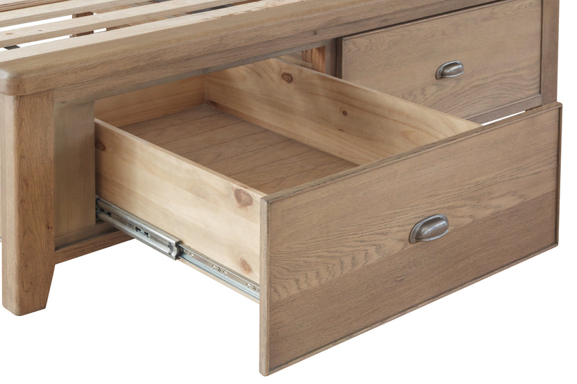 Horus Bed with Fabric Headboard and Drawer Footboard Set