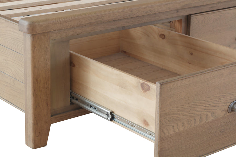 Horus Bed with Fabric Headboard and Drawer Footboard Set