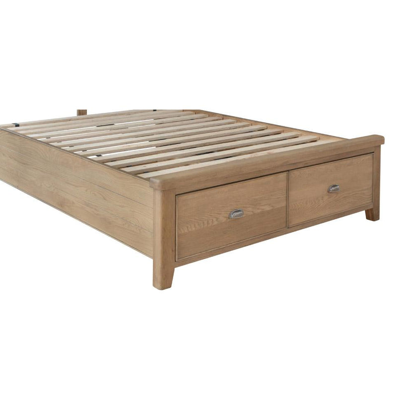 Horus Bed with Fabric Headboard and Drawer Footboard Set