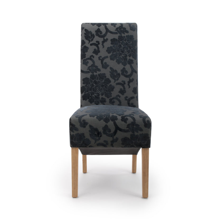 Hudson Dining Chair Baroque Charcoal (Pair)