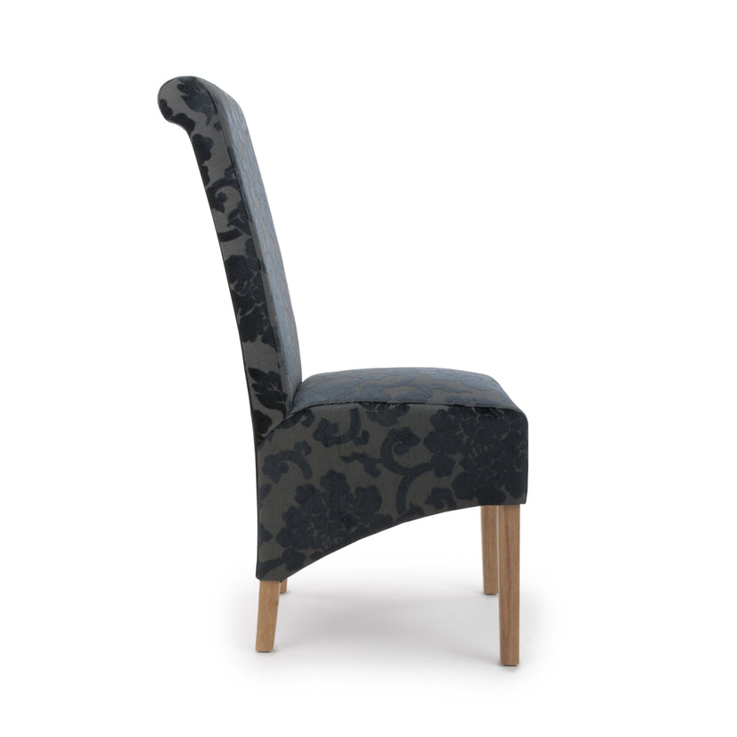 Hudson Dining Chair Baroque Charcoal (Pair)
