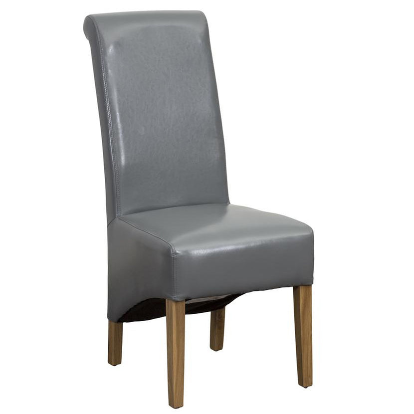 Hudson Dining Chair Grey Bonded Leather (Pair)