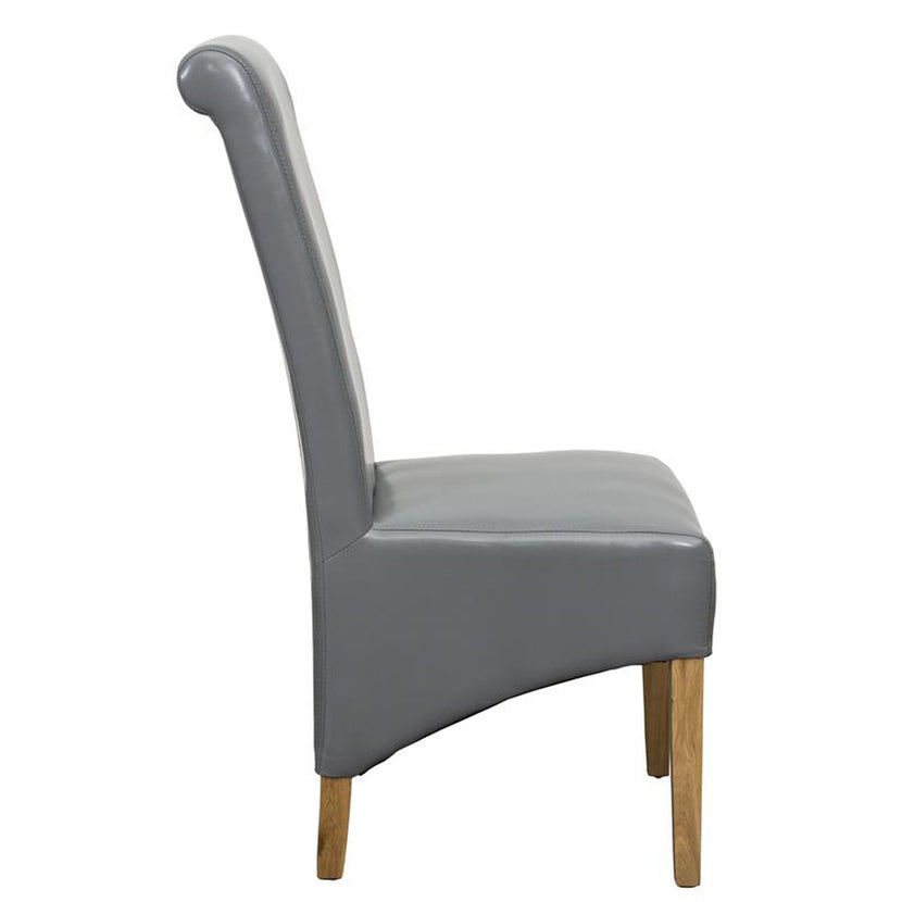 Hudson Dining Chair Grey Bonded Leather (Pair)