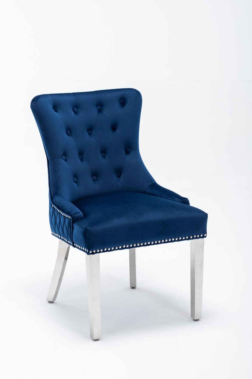 Omega Dining Chair Blue Velvet (Pair of Chairs)