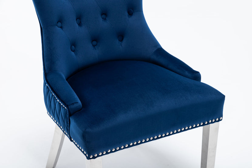 Omega Dining Chair Blue Velvet (Pair of Chairs)