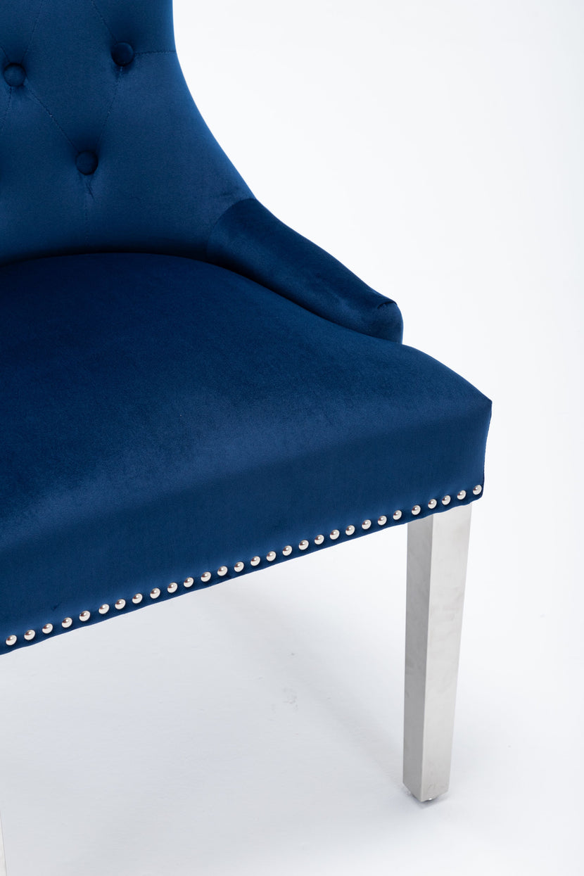 Omega Dining Chair Blue Velvet (Pair of Chairs)
