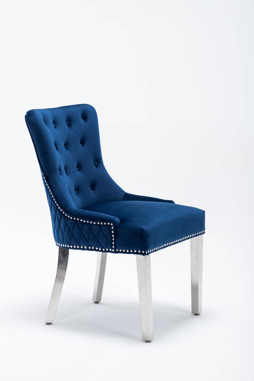 Omega Dining Chair Blue Velvet (Pair of Chairs)