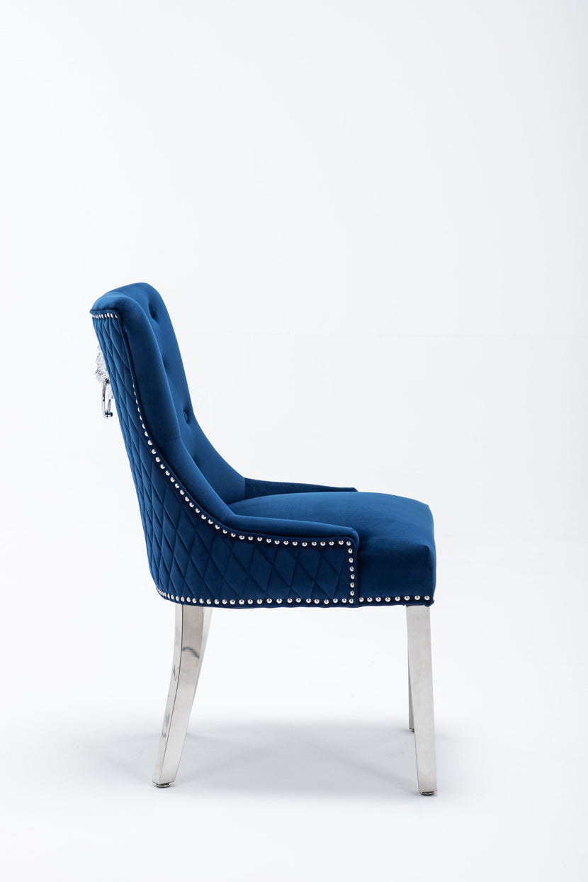 Omega Dining Chair Blue Velvet (Pair of Chairs)