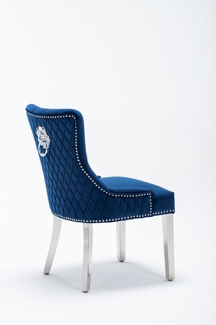 Omega Dining Chair Blue Velvet (Pair of Chairs)