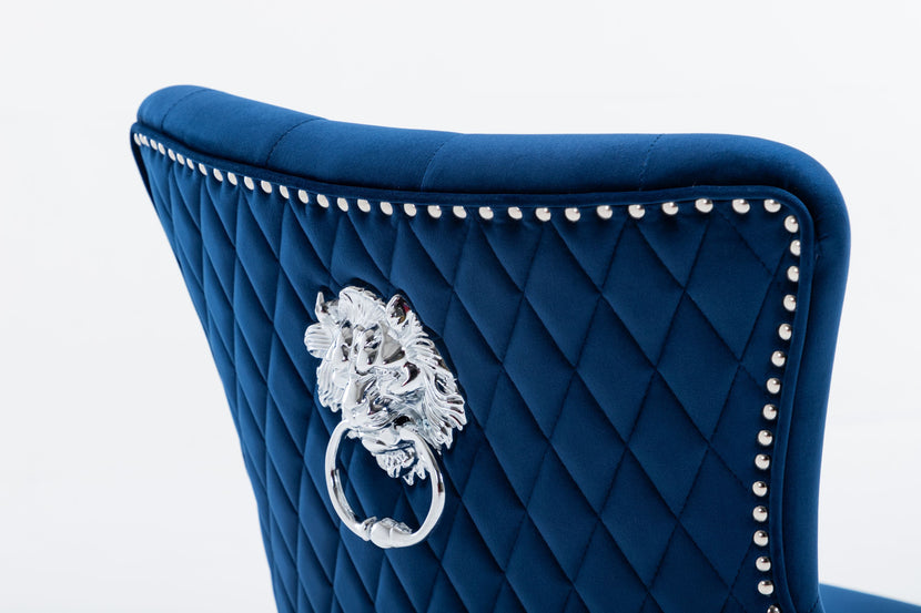 Omega Dining Chair Blue Velvet (Pair of Chairs)