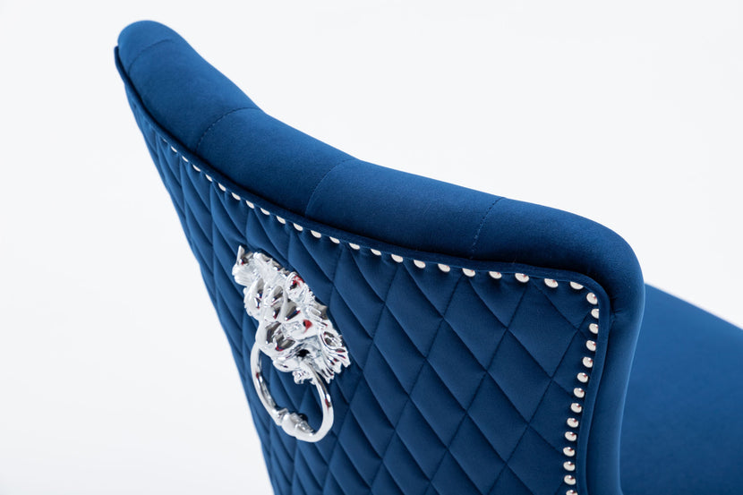 Omega Dining Chair Blue Velvet (Pair of Chairs)