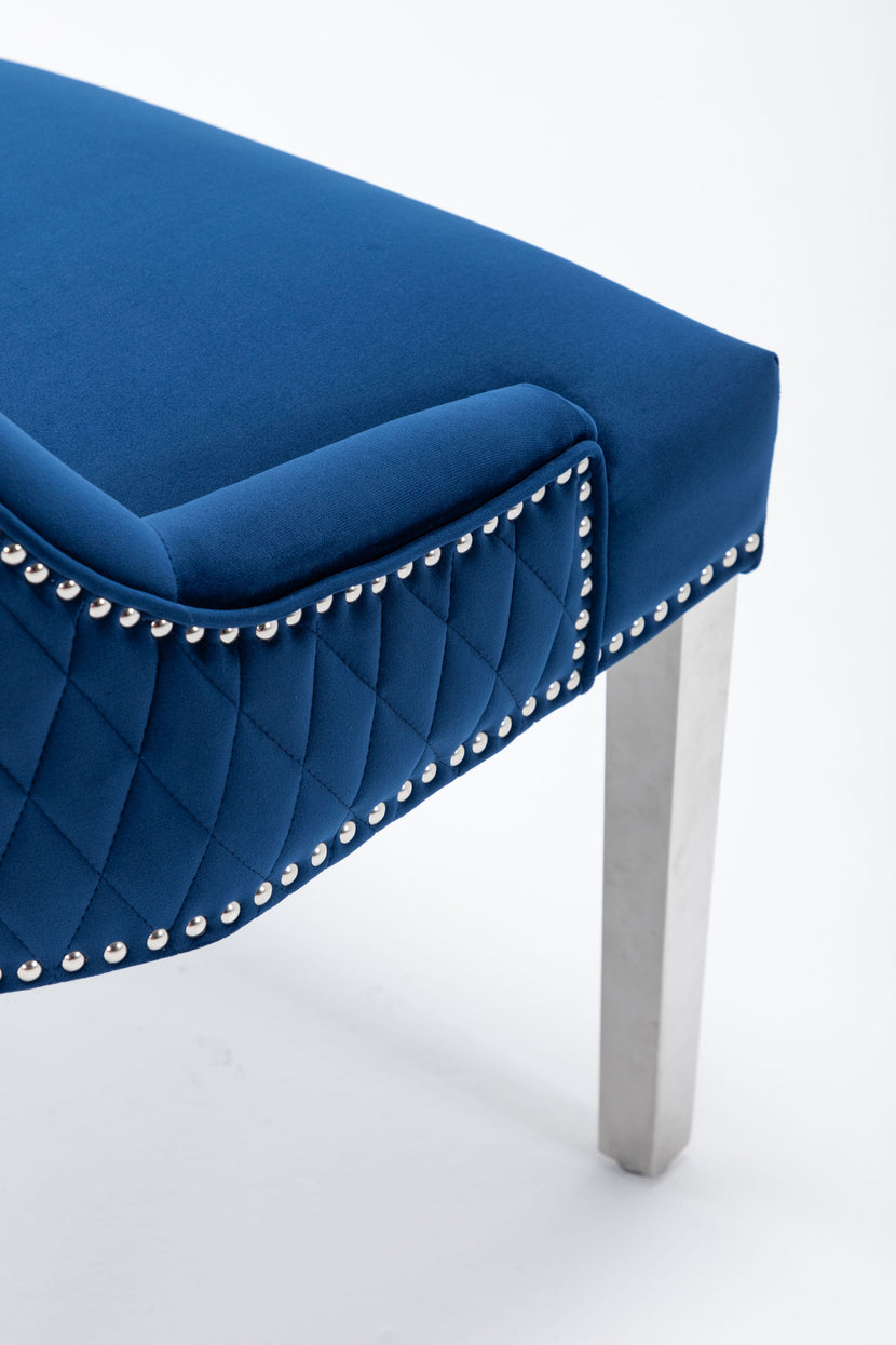 Omega Dining Chair Blue Velvet (Pair of Chairs)