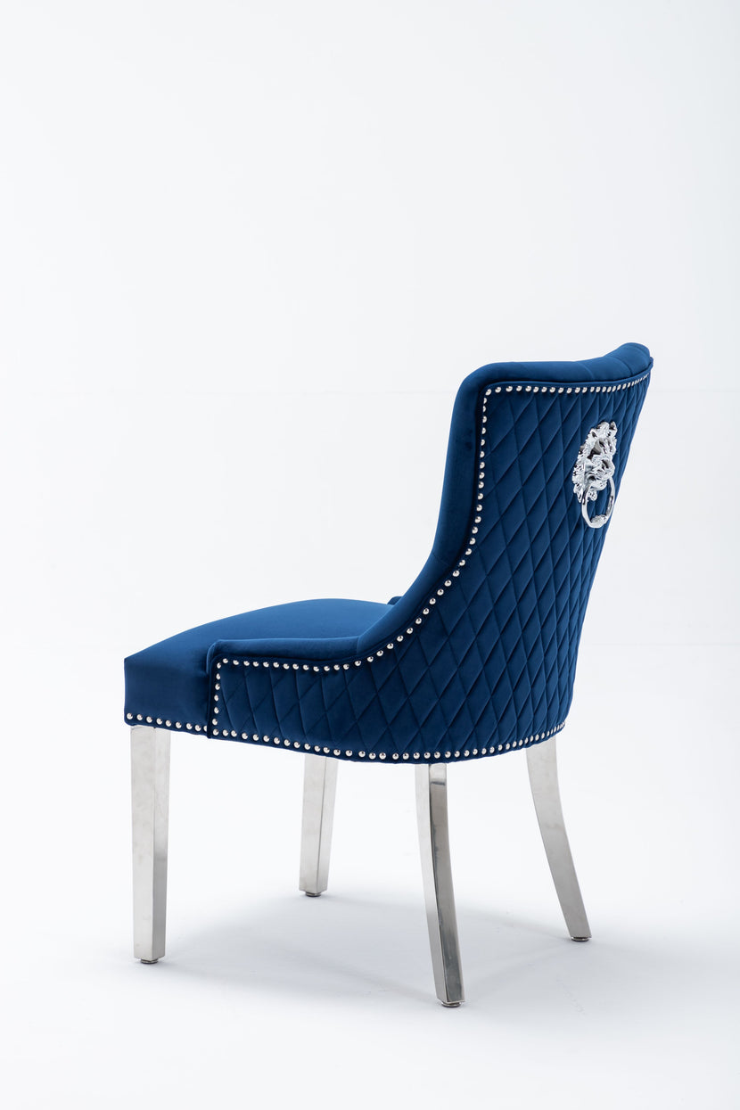 Omega Dining Chair Blue Velvet (Pair of Chairs)