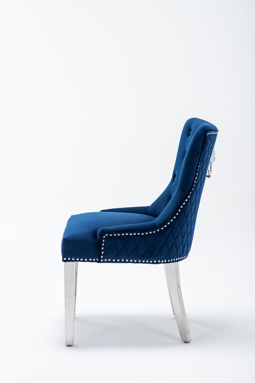 Omega Dining Chair Blue Velvet (Pair of Chairs)