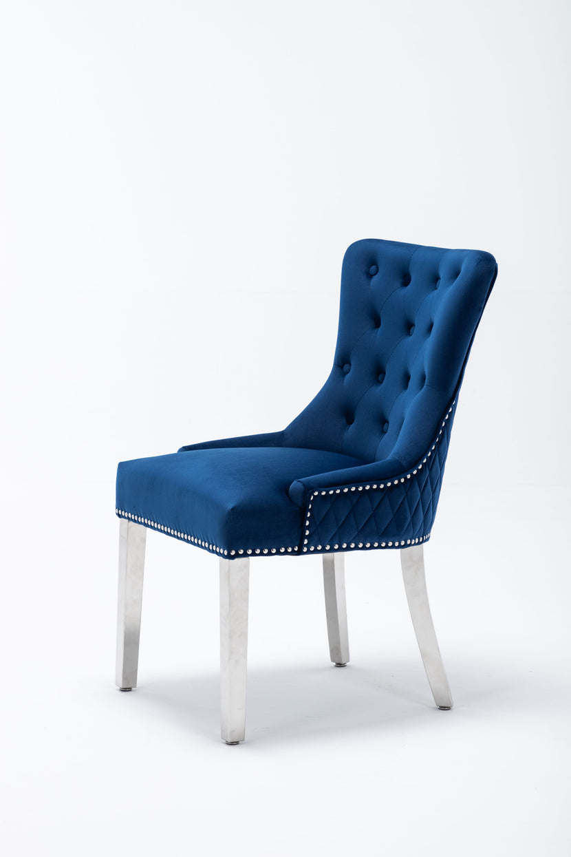 Omega Dining Chair Blue Velvet (Pair of Chairs)