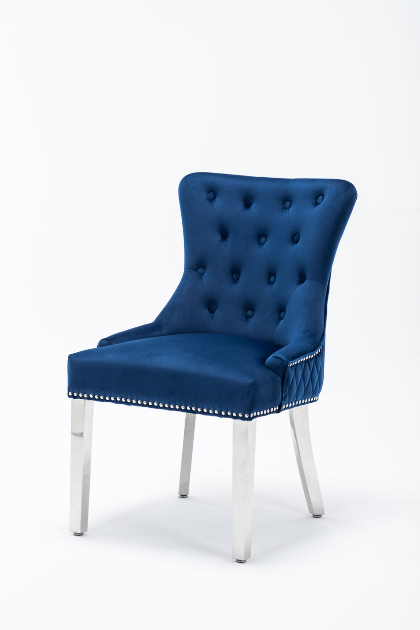 Omega Dining Chair Blue Velvet (Pair of Chairs)