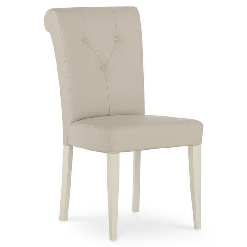 Marseilles Upholstered Chair Ivory Bonded Leather (Pair)