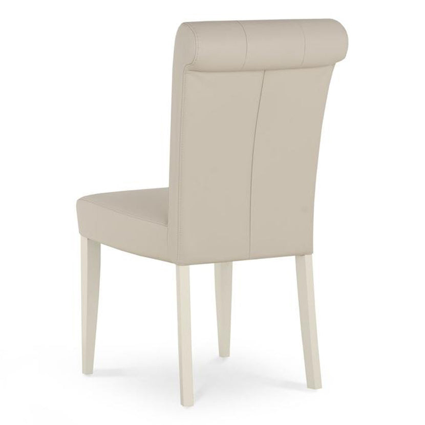 Marseilles Upholstered Chair Ivory Bonded Leather (Pair)