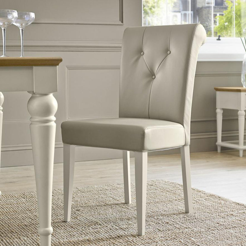 Marseilles Upholstered Chair Ivory Bonded Leather (Pair)