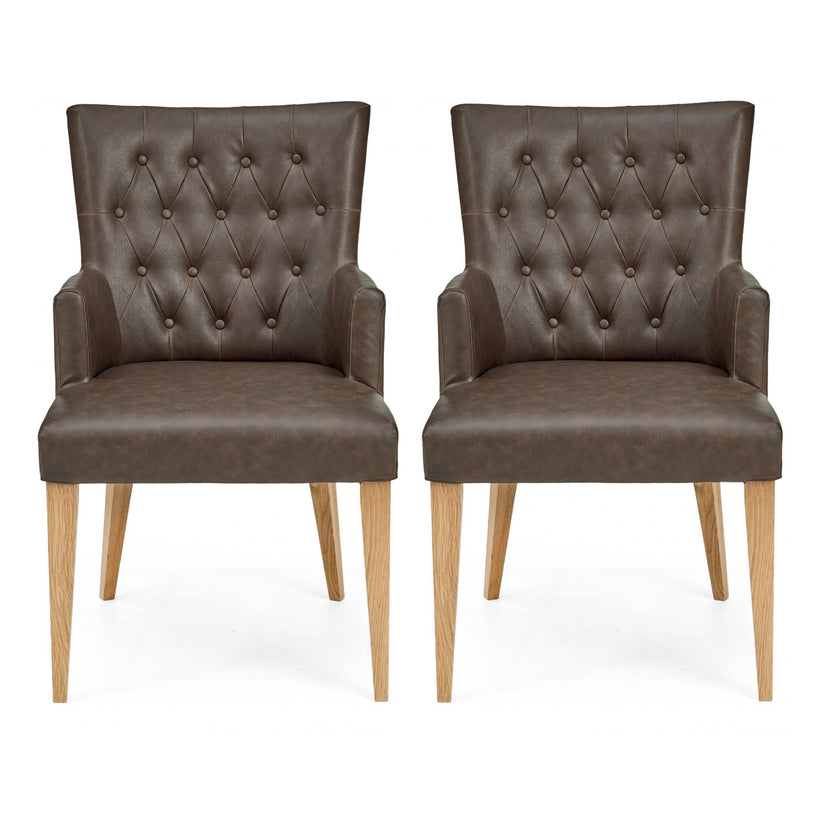 High Park Upholstered Arm Chair (Distressed Bonded Leather) (Pair)