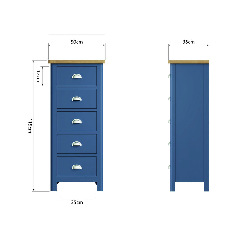 Midnight 5 Drawer Narrow Chest