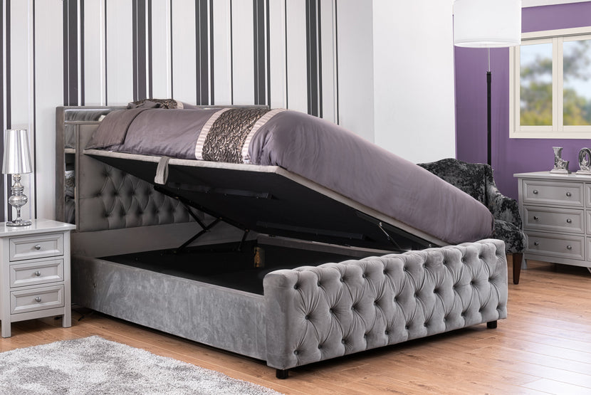 Savoy Mirrored Ottoman Bedframe