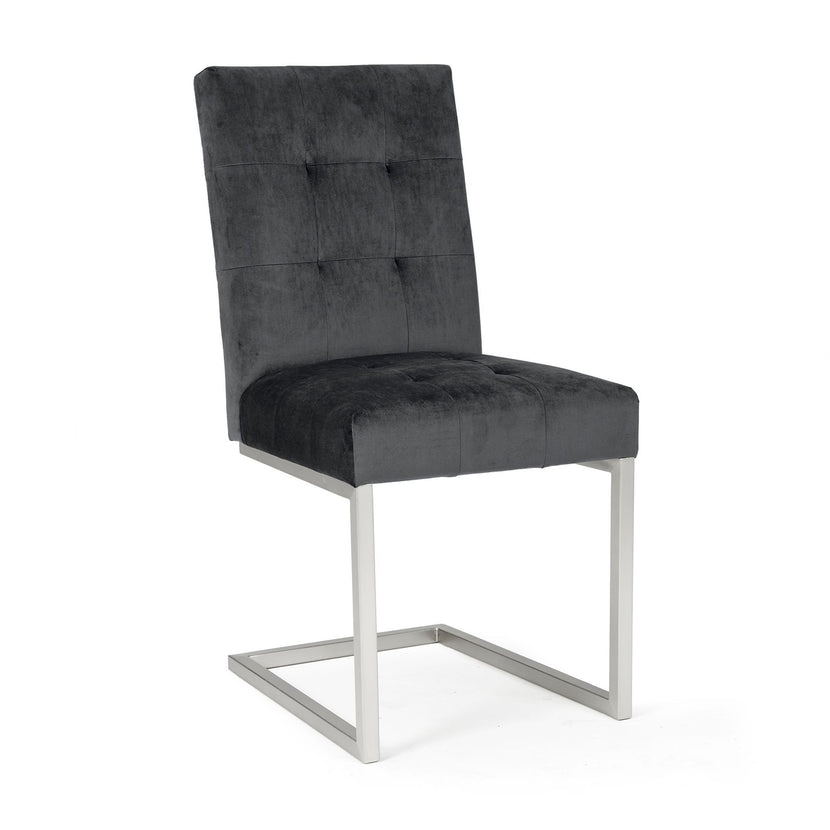 Toulouse Upholstered Cantilever Chair Gun Metal (Pair)
