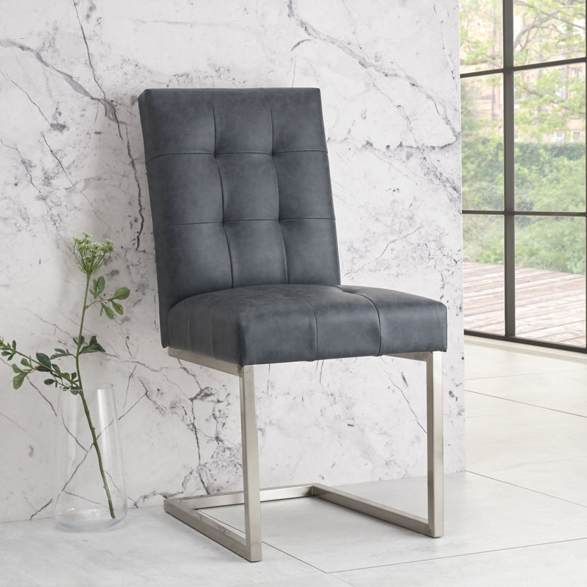 Toulouse Upholstered Cantilever Chair Mottled Black (Pair)