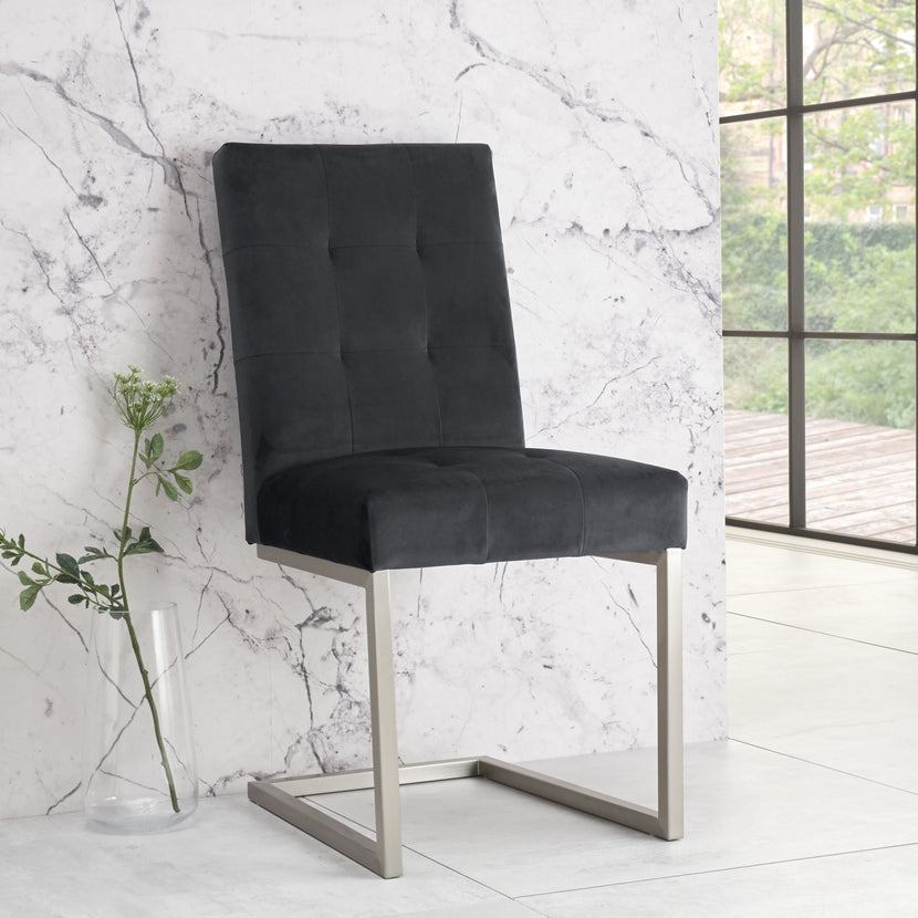 Toulouse Upholstered Cantilever Chair Gun Metal (Pair)