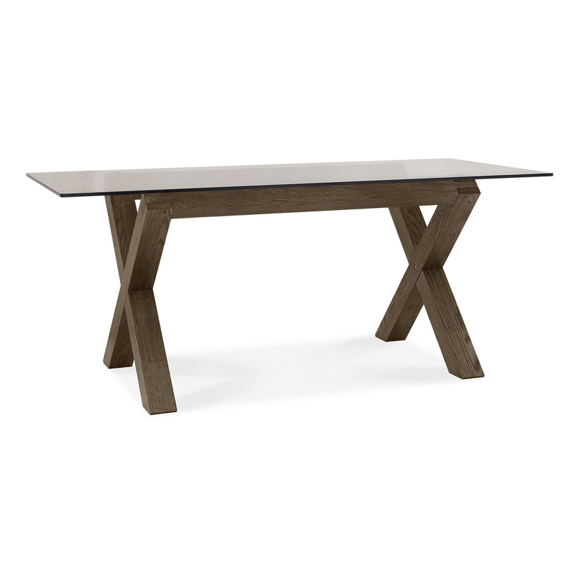 Tuscany Dark Oak 6 Seater Glass Top Dining Table