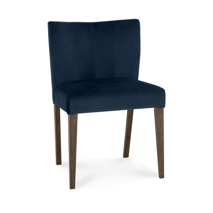 Tuscany Dark Oak Low Back Chair Dark Blue (Pair)