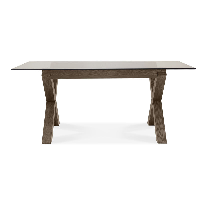 Tuscany Dark Oak 6 Seater Glass Top Dining Table