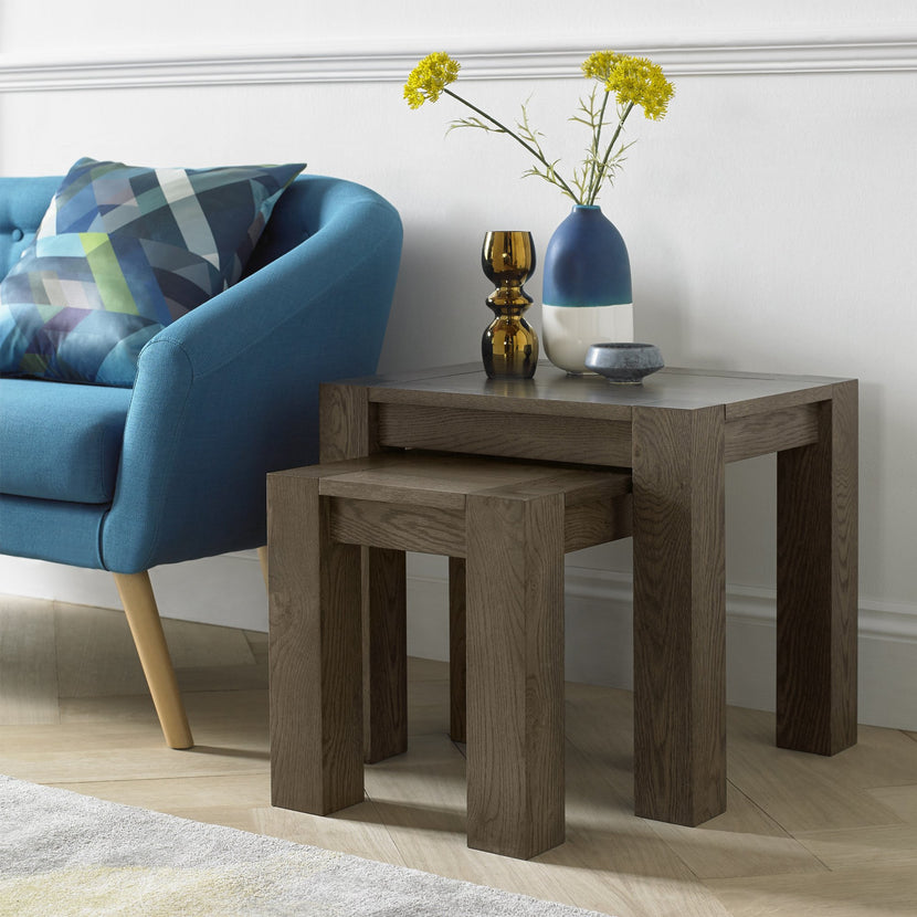 Tuscany Dark Oak Nest of Lamp Tables
