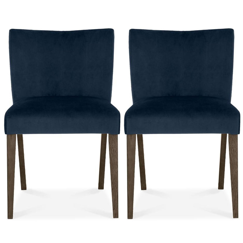 Tuscany Dark Oak Low Back Chair Dark Blue (Pair)