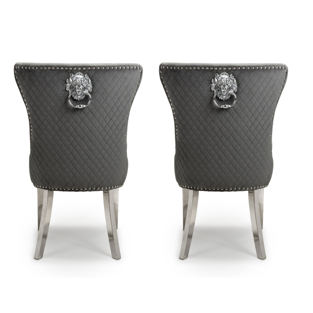 Coco Dining Chair Brushed Grey Velvet (Pair)