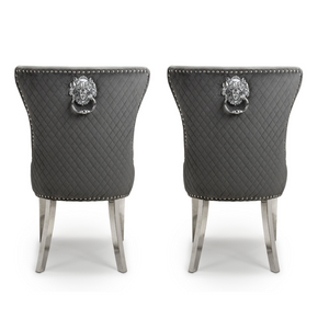 Coco Dining Chair Brushed Grey Velvet (Pair)